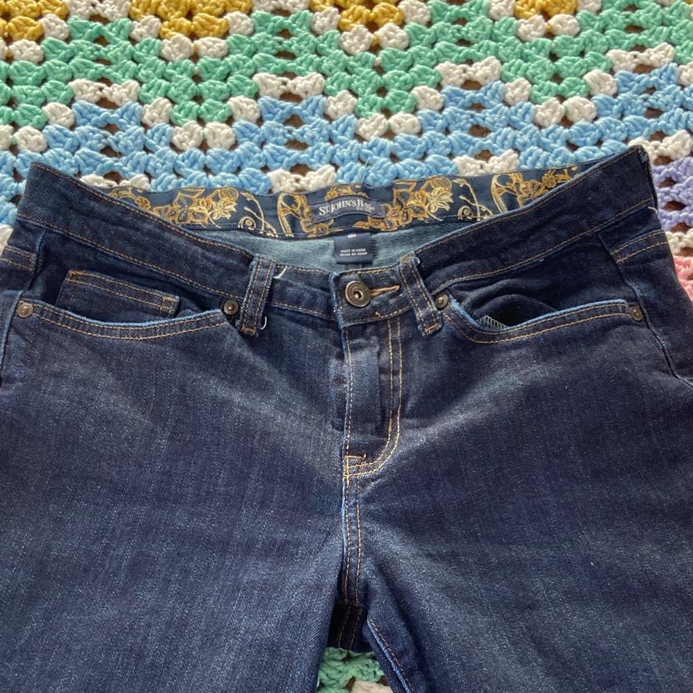 3/$12 St. John's Bay Dark Wash Capri Cropped Jeans Stretch Low Rise 10 P 32x21 - Picture 9 of 11